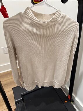 moon & madison Cream Ribbed Crew Sweater